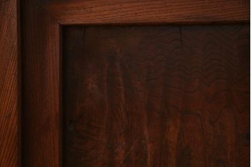 アンティーク家具　ラフジュ工房オリジナルステンドグラス　和製アンティーク　明治期　総ケヤキ材　色ガラス・結霜ガラス入り　ステンドグラスがお洒落なリメイク衝立(パーテーション)(R-037492)