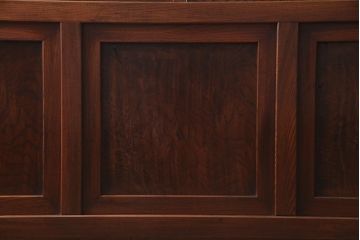 アンティーク家具　ラフジュ工房オリジナルステンドグラス　和製アンティーク　明治期　総ケヤキ材　色ガラス・結霜ガラス入り　ステンドグラスがお洒落なリメイク衝立(パーテーション)(R-037492)
