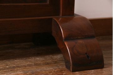 アンティーク家具　ラフジュ工房オリジナルステンドグラス　和製アンティーク　明治期　総ケヤキ材　色ガラス・結霜ガラス入り　ステンドグラスがお洒落なリメイク衝立(パーテーション)(R-037492)