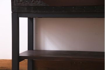 アンティーク家具　和製アンティーク　前面桐材　佐渡箪笥　脚付きリメイク　風格漂う箪笥サイドボード(R-037493、桐箪笥、桐たんす)