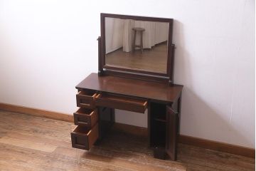 中古　松本民芸家具　#309型一面鏡　シックなデザインのドレッサー(鏡台)(定価約32万円)(R-037505)