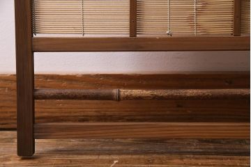 アンティーク雑貨　和製アンティーク　昭和中期　すだれが涼やかな印象の四連折り畳み式パーテーション(衝立、仕切り)(R-037506)