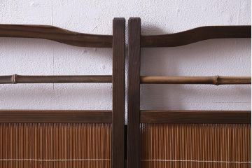 アンティーク雑貨　和製アンティーク　昭和中期　上品な和の佇まいの四連折り畳み式パーテーション(衝立、仕切り)(R-037507)