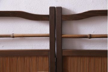 アンティーク雑貨　和製アンティーク　昭和中期　上品な和の佇まいの四連折り畳み式パーテーション(衝立、仕切り)(R-037507)