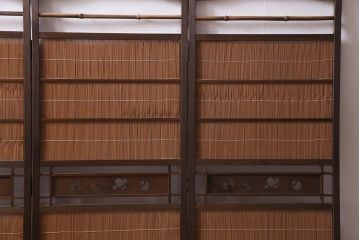 アンティーク雑貨　和製アンティーク　昭和中期　上品な和の佇まいの四連折り畳み式パーテーション(衝立、仕切り)(R-037507)