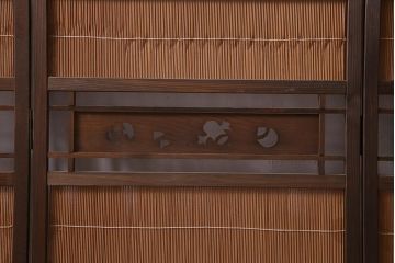 アンティーク雑貨　和製アンティーク　昭和中期　上品な和の佇まいの四連折り畳み式パーテーション(衝立、仕切り)(R-037507)