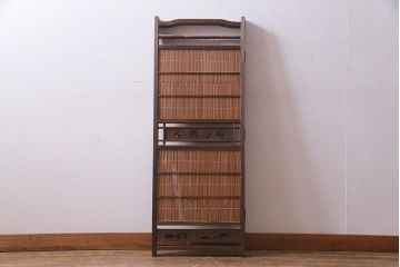 アンティーク雑貨　和製アンティーク　昭和中期　上品な和の佇まいの四連折り畳み式パーテーション(衝立、仕切り)(R-037507)