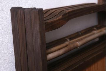 アンティーク雑貨　和製アンティーク　昭和中期　上品な和の佇まいの四連折り畳み式パーテーション(衝立、仕切り)(R-037507)