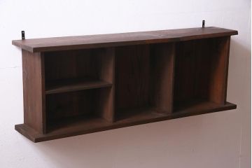 ラフジュ工房オリジナル　古材リメイク　アンティーク材を活かしたウォールシェルフ(壁掛け棚、吊り棚、ウォールラック)(R-037508)