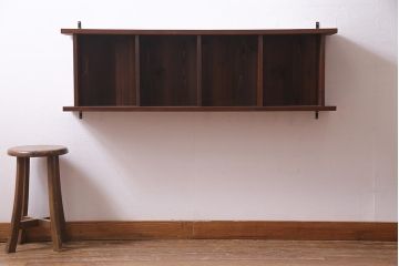 ラフジュ工房オリジナル　古材リメイク　レトロでシンプルなウォールシェルフ(壁掛け棚、吊り棚、ウォールラック)(R-037509)