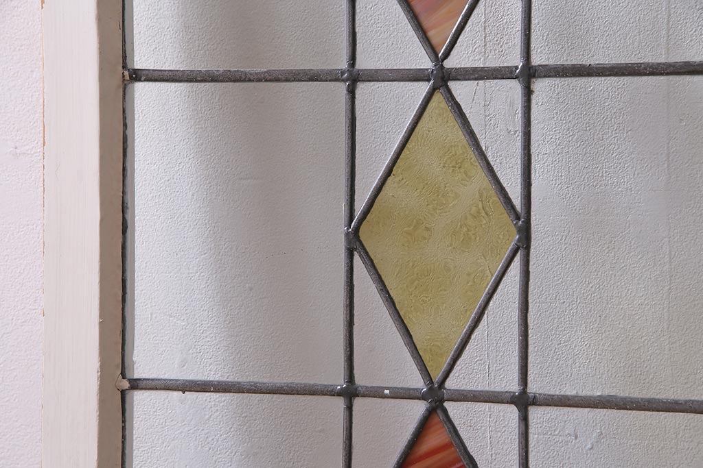 アンティーク建具 イギリスアンティーク ステンドグラスのペイントフィックス窓・大(明り取り)(R-037513)