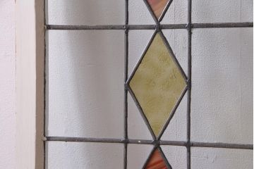 アンティーク建具 イギリスアンティーク ステンドグラスのペイントフィックス窓・大(明り取り)(R-037513)