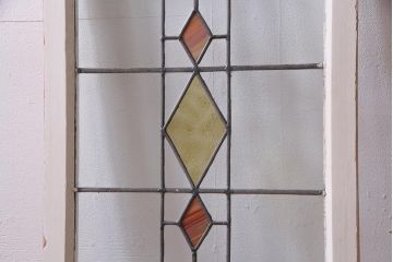 アンティーク建具 イギリスアンティーク ステンドグラスのペイントフィックス窓・大(明り取り)(R-037513)