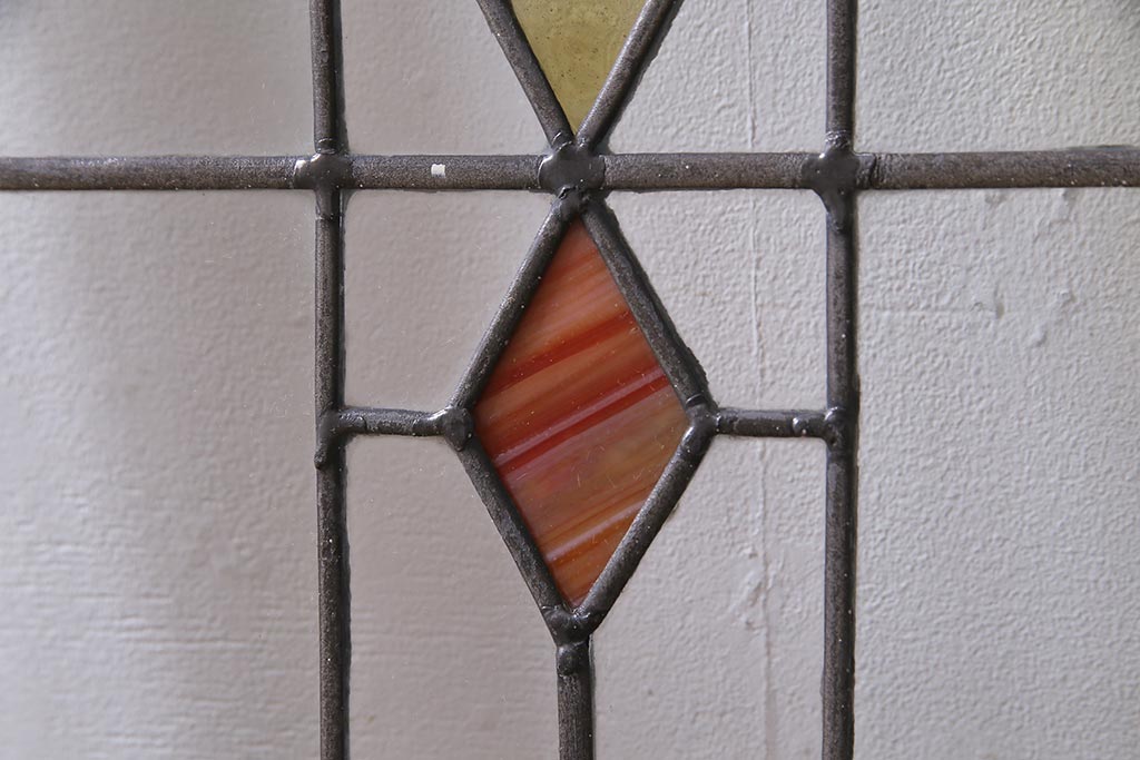 アンティーク建具 イギリスアンティーク ステンドグラスのペイントフィックス窓・大(明り取り)(R-037513)