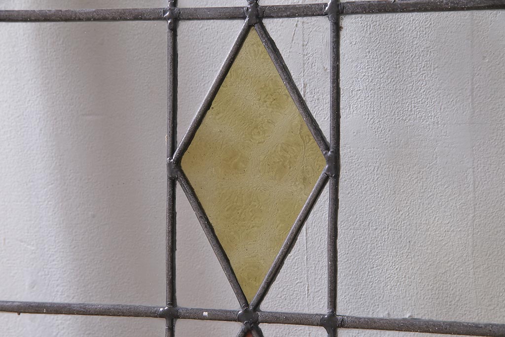 アンティーク建具 イギリスアンティーク ステンドグラスのペイントフィックス窓・大(明り取り)(R-037513)