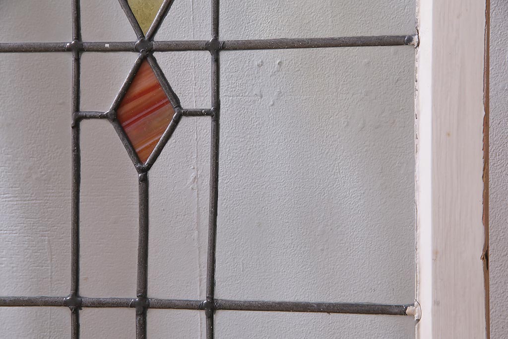 アンティーク建具 イギリスアンティーク ステンドグラスのペイントフィックス窓・大(明り取り)(R-037513)
