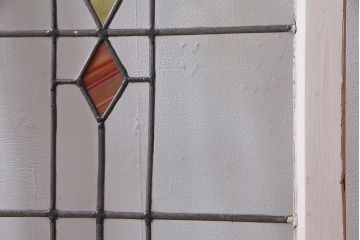 アンティーク建具 イギリスアンティーク ステンドグラスのペイントフィックス窓・大(明り取り)(R-037513)