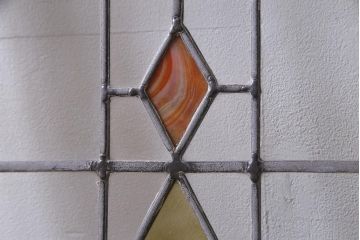 アンティーク建具 イギリスアンティーク ステンドグラスのペイントフィックス窓・大(明り取り)(R-037513)