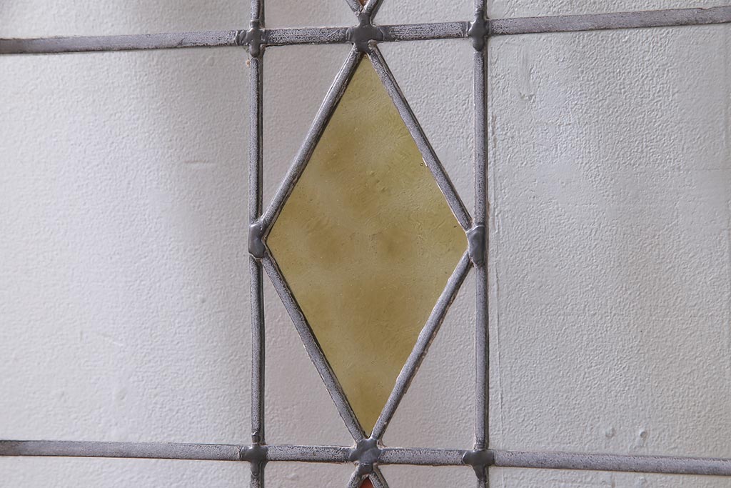 アンティーク建具 イギリスアンティーク ステンドグラスのペイントフィックス窓・大(明り取り)(R-037513)