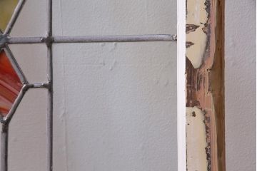 アンティーク建具 イギリスアンティーク ステンドグラスのペイントフィックス窓・大(明り取り)(R-037513)