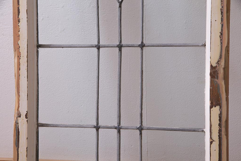 アンティーク建具 イギリスアンティーク ステンドグラスのペイントフィックス窓・大(明り取り)(R-037513)