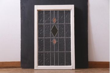アンティーク建具　イギリスアンティーク　ステンドグラスのペイントフィックス窓・小(明り取り)(R-037514)
