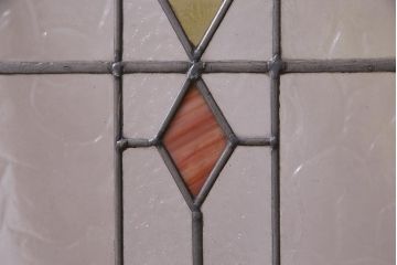 アンティーク建具　イギリスアンティーク　ステンドグラスのペイントフィックス窓・小(明り取り)(R-037514)