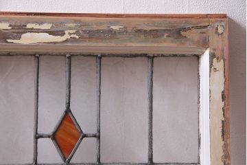 アンティーク建具　イギリスアンティーク　ステンドグラスのペイントフィックス窓・小(明り取り)(R-037514)