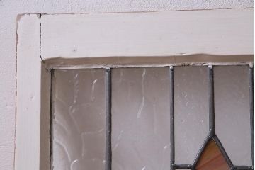 アンティーク建具　イギリスアンティーク　ステンドグラスのペイントフィックス窓・小(明り取り)(R-037515)