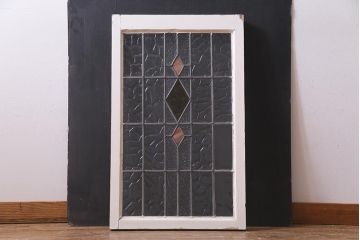 アンティーク建具　イギリスアンティーク　ステンドグラスのペイントフィックス窓・小(明り取り)(R-037515)