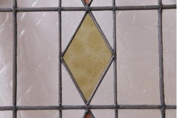 アンティーク建具　イギリスアンティーク　ステンドグラスのペイントフィックス窓・小(明り取り)(R-037515)