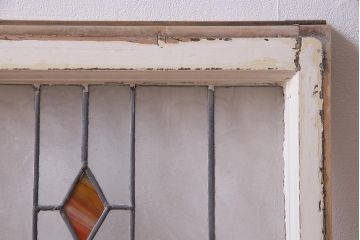 アンティーク建具　イギリスアンティーク　ステンドグラスのペイントフィックス窓・小(明り取り)(R-037515)