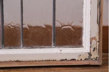 アンティーク建具　イギリスアンティーク　ステンドグラスのペイントフィックス窓・小(明り取り)(R-037515)