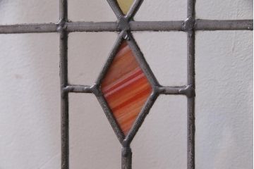 アンティーク建具　イギリスアンティーク　ステンドグラスのペイントフィックス窓・中(明り取り)(R-037516)