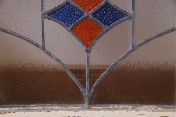アンティーク建具　イギリスアンティーク　ステンドグラスのペイントフィックス窓(小窓、明り取り)(R-037517)