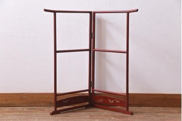 アンティーク雑貨　和製アンティーク　昭和初期　小ぶりサイズ!鶴の意匠が上品な衣桁(R-037518)