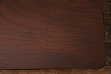アンティーク家具　和製アンティーク　総ケヤキ材　一枚板　大胆な杢目が美しいレトロな角ちゃぶ台(ローテーブル)(R-037521)