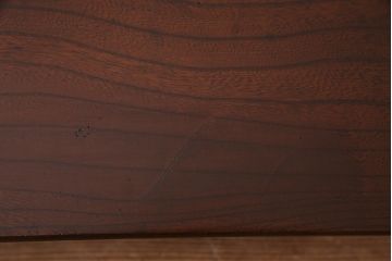 アンティーク家具　和製アンティーク　総ケヤキ材　一枚板　大胆な杢目が美しいレトロな角ちゃぶ台(ローテーブル)(R-037521)