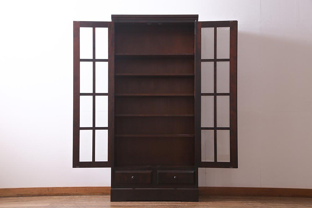 中古美品　北海道民芸家具　HM114K　洗練された印象の使い勝手がいい本箱(ブックケース、キャビネット、飾り棚)(定価約25万7千円)(R-037523)