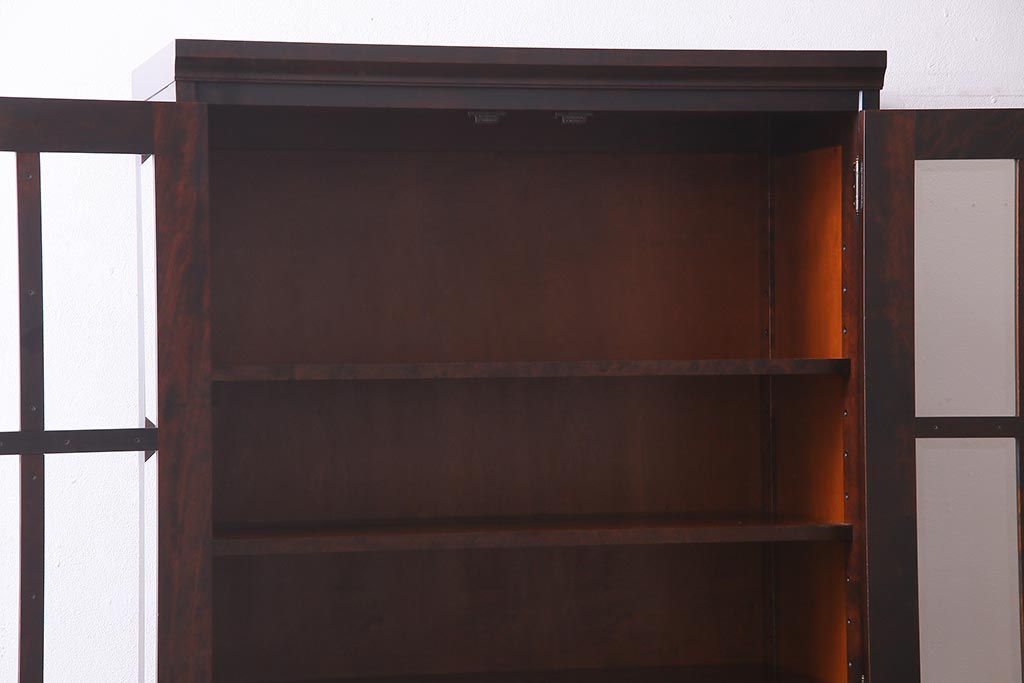 中古美品　北海道民芸家具　HM114K　洗練された印象の使い勝手がいい本箱(ブックケース、キャビネット、飾り棚)(定価約25万7千円)(R-037523)