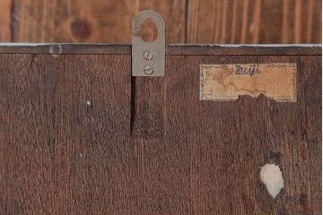 レトロ雑貨　Meiji(明治時計社)　21DAY　手巻き　淡いペイントがおしゃれなゼンマイ式振り子時計(柱時計、掛け時計)(R-037527)