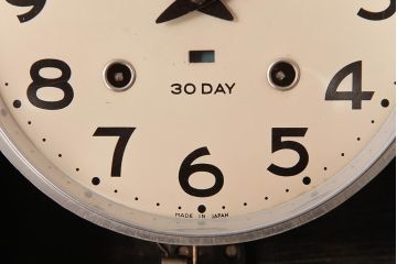 ビンテージ雑貨　ゼンマイ式　New Globe　30DAY　レトロシックなペイント振り子時計(掛け時計、柱時計)(R-037528)
