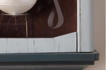 アンティーク雑貨　GMマーク　ゼンマイ式　レトロなペイントがお洒落な掛け時計(振り子時計、柱時計)(R-037530)