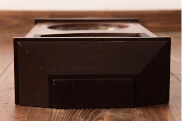 レトロ雑貨　Meiji(明治時計社)　手巻き　透かし彫り　モダンなデザインがおしゃれなゼンマイ式振り子時計(柱時計、掛け時計)(R-037531)