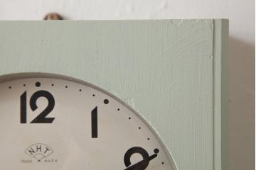 ビンテージ雑貨　堀田時計店　N.H.T　CROWNFAN　21DAY　ゼンマイ式　淡いペイントがおしゃれな振り子掛時計(柱時計、壁掛け時計)(R-037533)