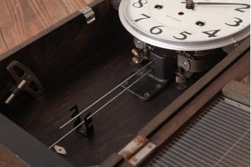 レトロ雑貨　AICHI(アイチ、愛知時計電機)　手巻き式　30DAY　Super　Eight　掛け時計(柱時計、振り子時計)