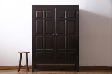 中古　松本民芸家具　ワードローブをリメイク!シックな雰囲気が魅力の収納棚(キャビネット、下駄箱)(R-037540)