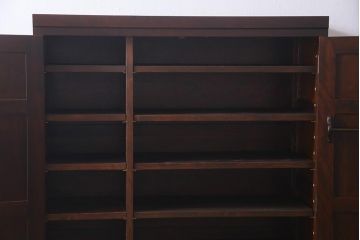 中古　松本民芸家具　ワードローブをリメイク!シックな雰囲気が魅力の収納棚(キャビネット、下駄箱)(R-037540)