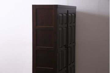 中古　松本民芸家具　ワードローブをリメイク!シックな雰囲気が魅力の収納棚(キャビネット、下駄箱)(R-037540)