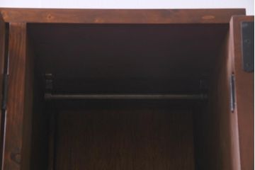 ラフジュ工房オリジナル　ヒノキ無垢材・ヒバ材　モールガラスがレトロな雰囲気を放つ2人用ロッカー(収納棚、戸棚)(R-037542)